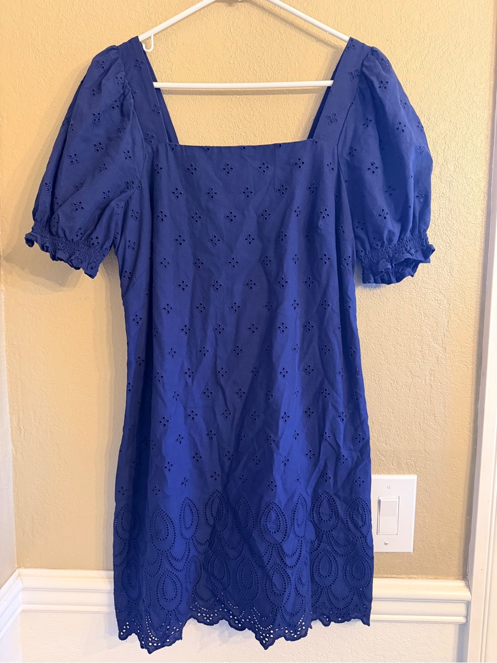 Draper James RSVP Royal Blue Eyelet Square Neck Dress